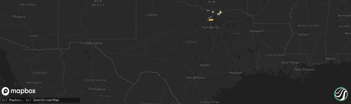 Hail map in Texas on September 21, 2023