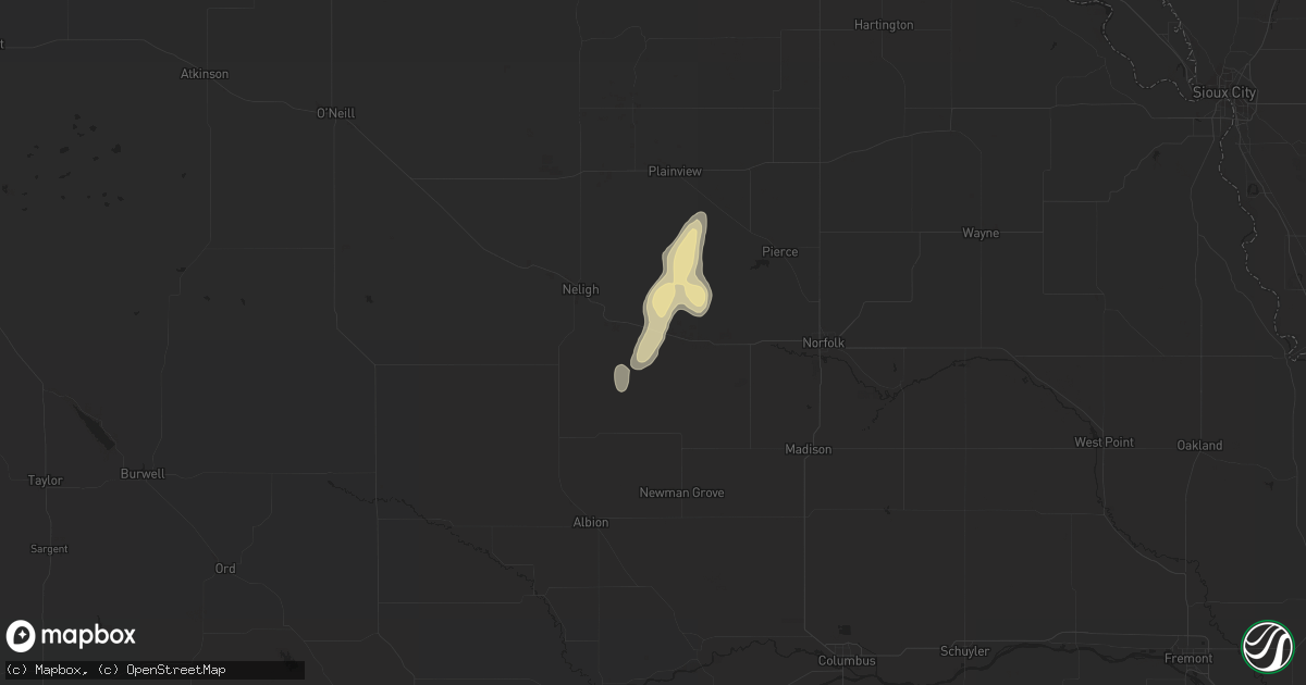 Hail map in Tilden, NE on September 21, 2023