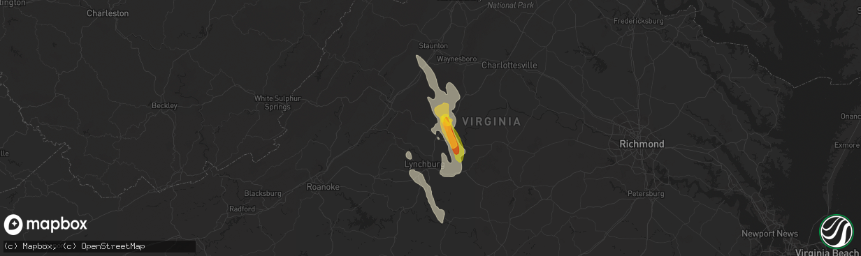 Hail map in Amherst, VA on September 21, 2024