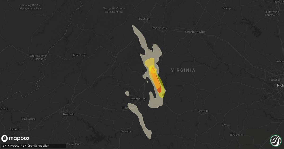 Hail map in Amherst, VA on September 21, 2024