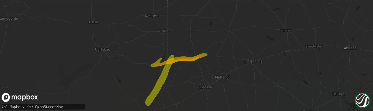 Hail map in Andrews, TX on September 21, 2024