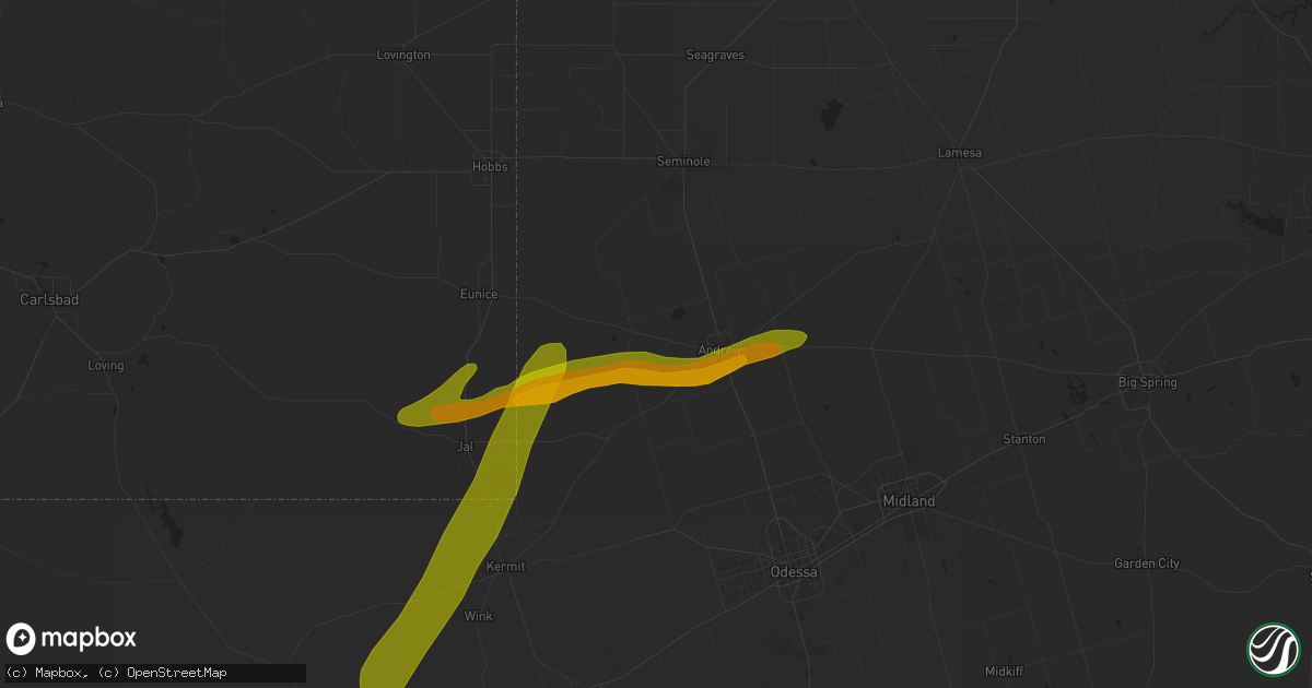 Hail map in Andrews, TX on September 21, 2024