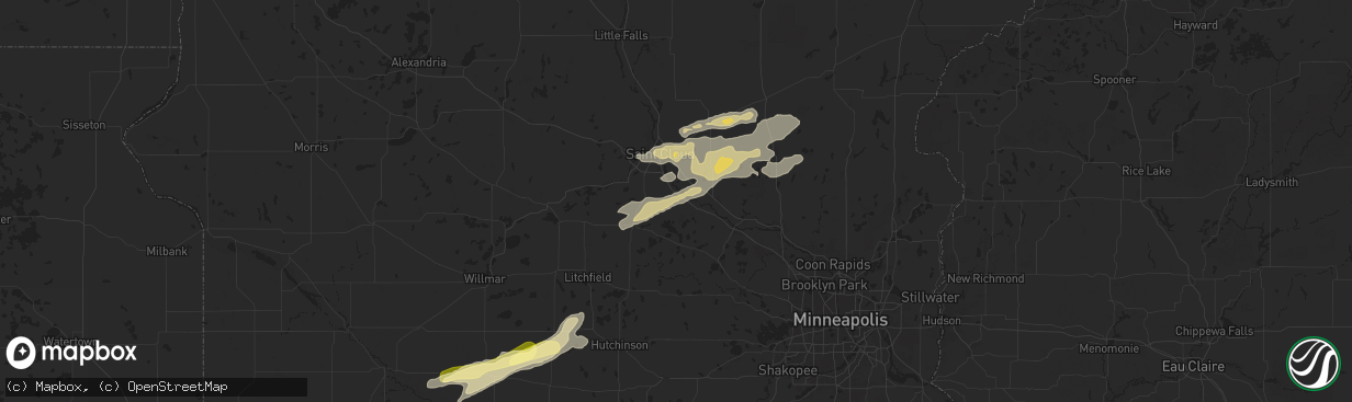 Hail map in Clearwater, MN on September 21, 2024