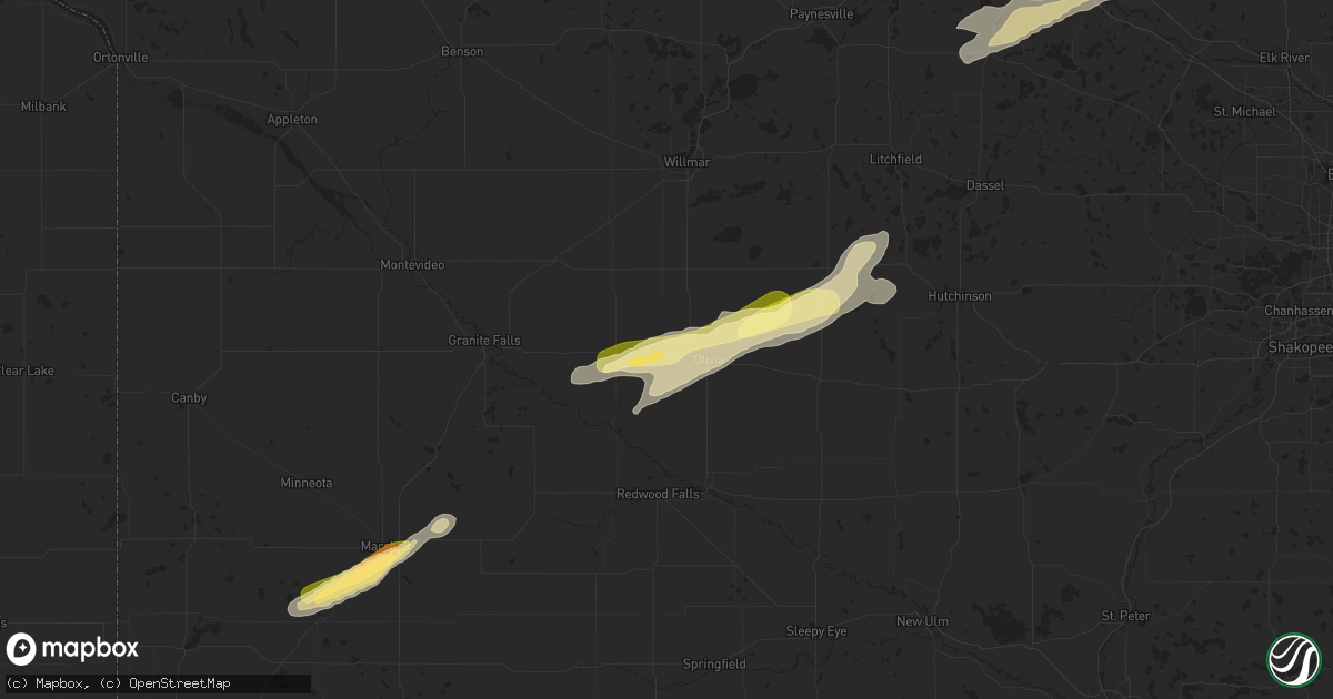 Hail map in Danube, MN on September 21, 2024