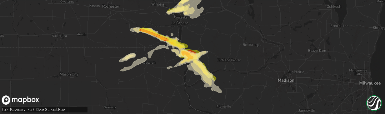 Hail map in Ferryville, WI on September 21, 2024