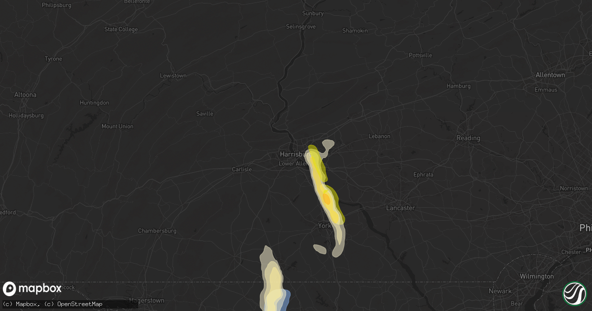 Hail map in Harrisburg, PA on September 21, 2024