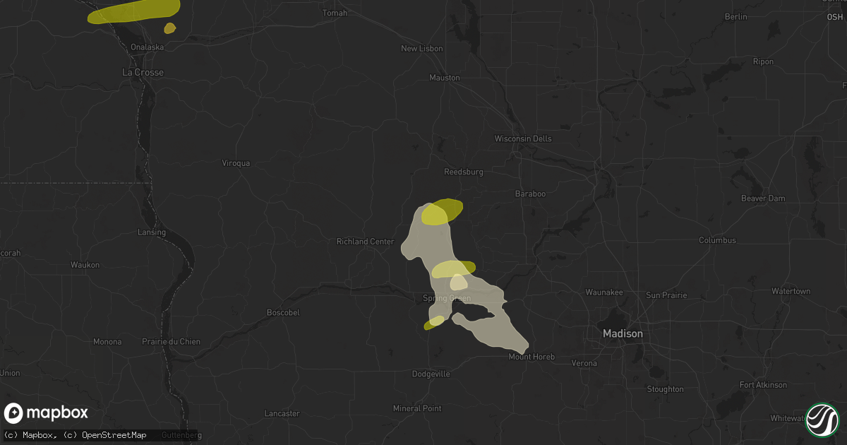 Hail map in Hillpoint, WI on September 21, 2024
