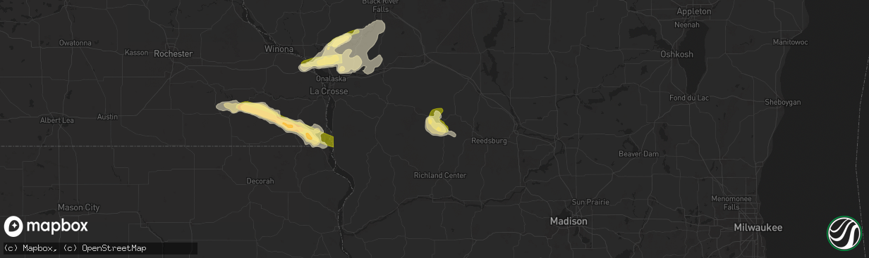 Hail map in Hillsboro, WI on September 21, 2024