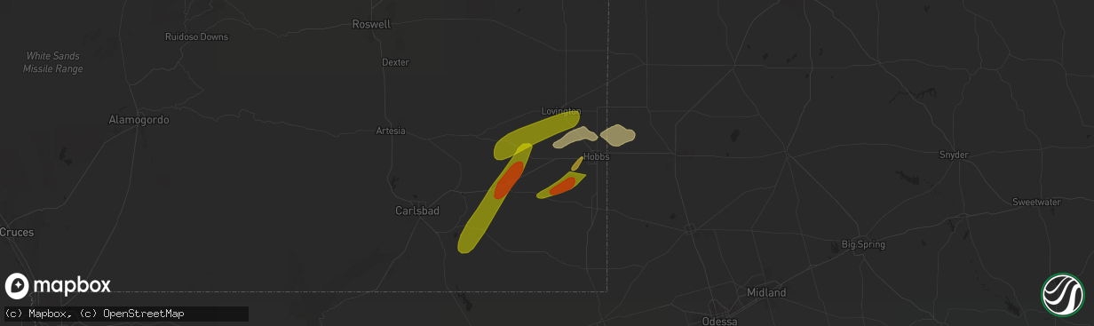 Hail map in Hobbs, NM on September 21, 2024