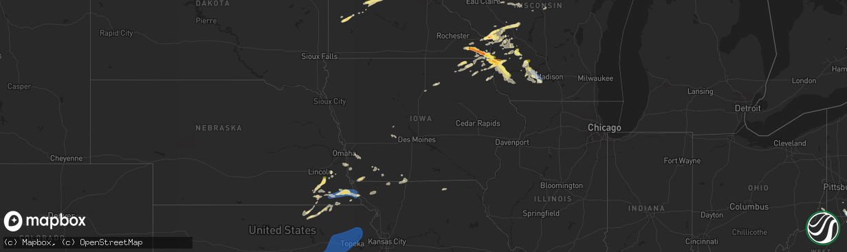 Hail map in Iowa on September 21, 2024