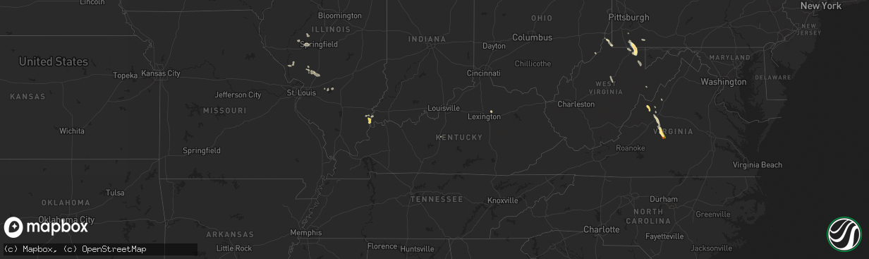 Hail map in Kentucky on September 21, 2024