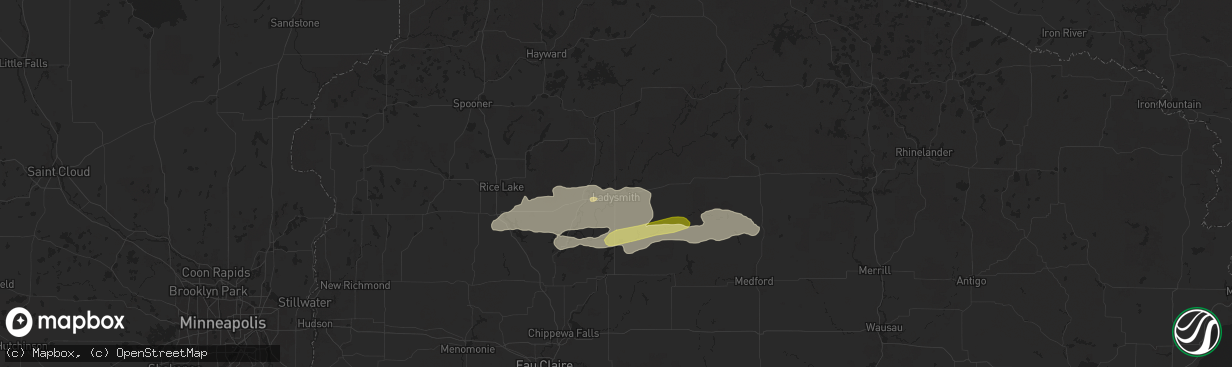 Hail map in Ladysmith, WI on September 21, 2024