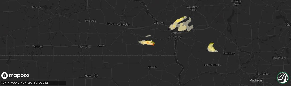 Hail map in Lanesboro, MN on September 21, 2024