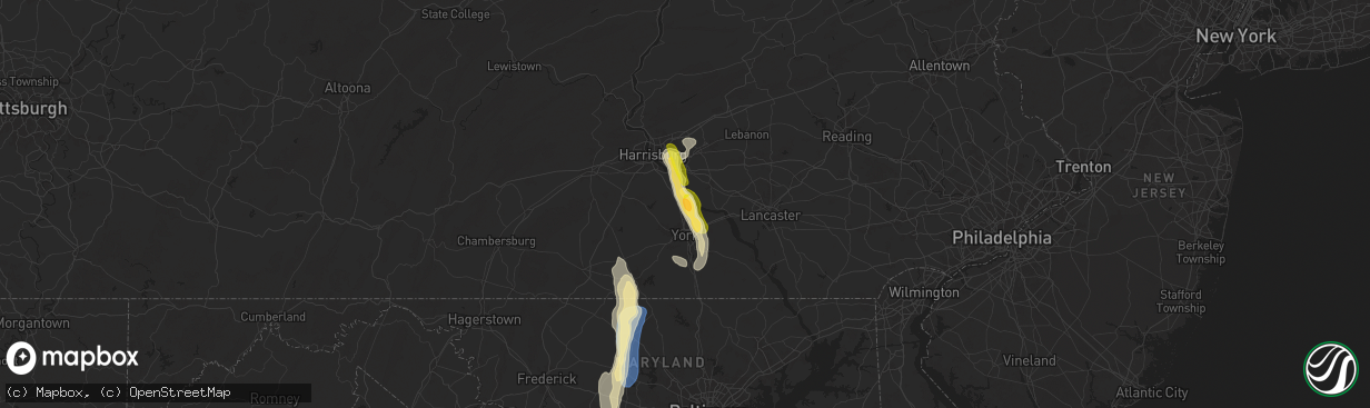 Hail map in Manchester, PA on September 21, 2024