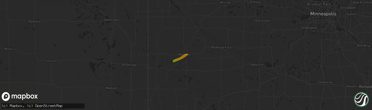 Hail map in Marshall, MN on September 21, 2024