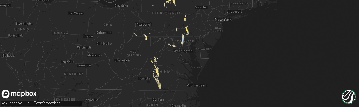 Hail map in Maryland on September 21, 2024