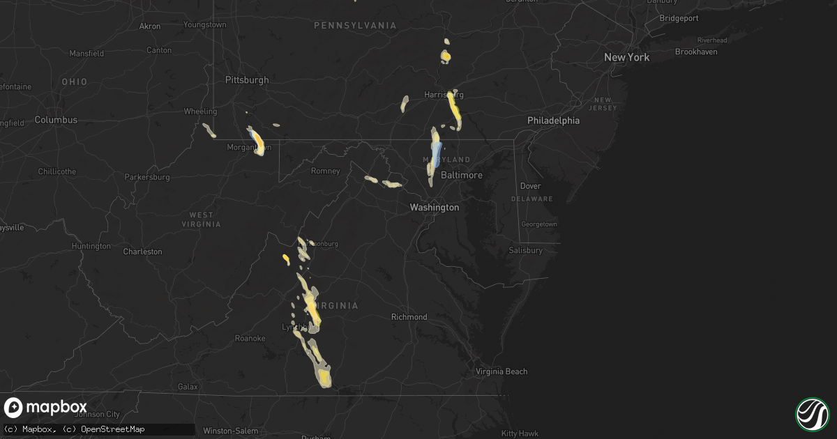 Hail map in Maryland on September 21, 2024