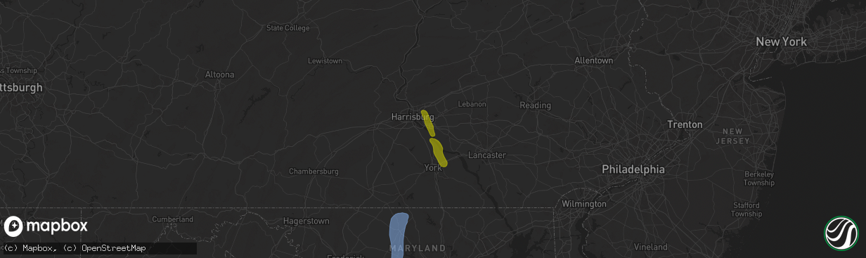 Hail map in Middletown, PA on September 21, 2024