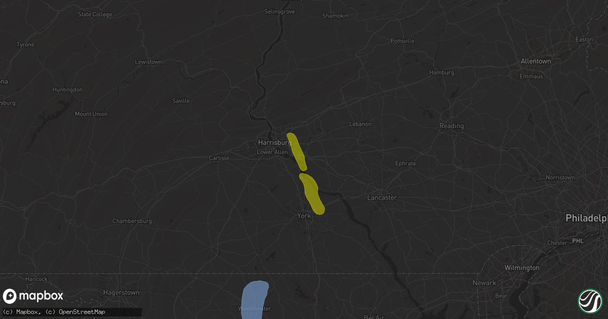 Hail map in Middletown, PA on September 21, 2024