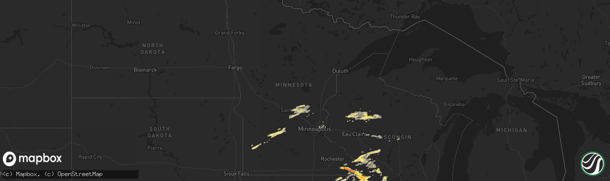 Hail map in Minnesota on September 21, 2024