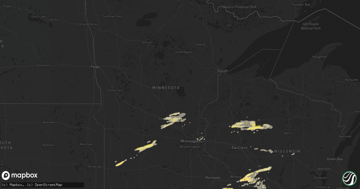 Hail map in Minnesota on September 21, 2024