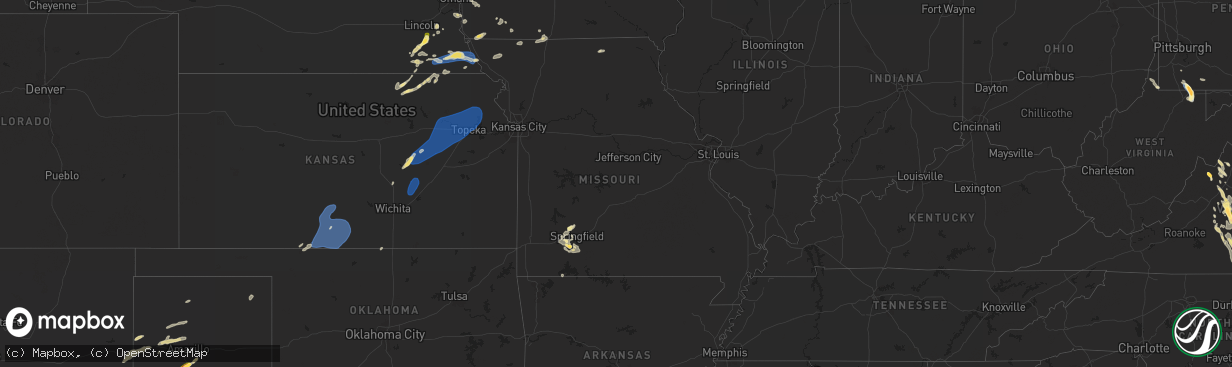 Hail map in Missouri on September 21, 2024