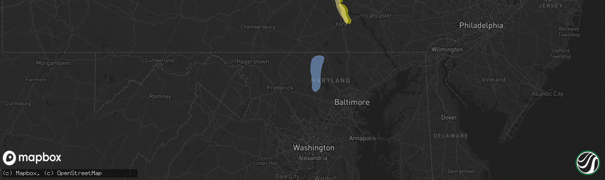 Hail map in Mount Airy, MD on September 21, 2024