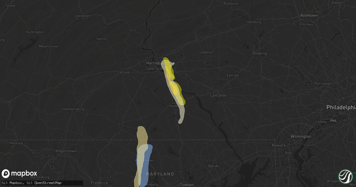 Hail map in Mount Wolf, PA on September 21, 2024