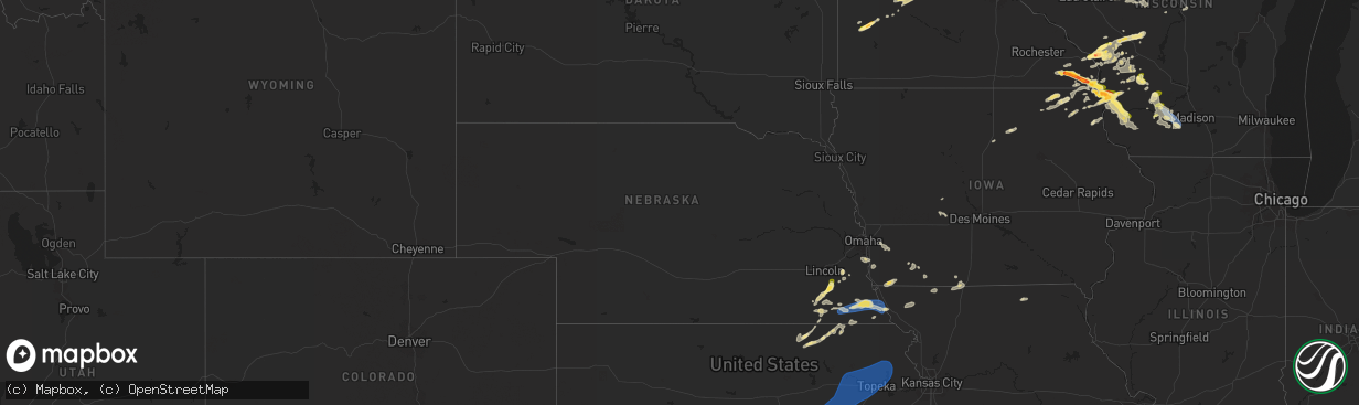 Hail map in Nebraska on September 21, 2024