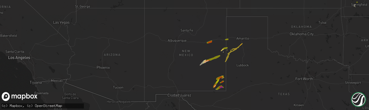 Hail map in New Mexico on September 21, 2024