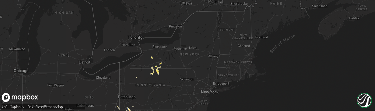 Hail map in New York on September 21, 2024