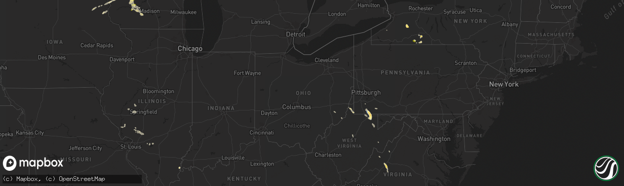 Hail map in Ohio on September 21, 2024