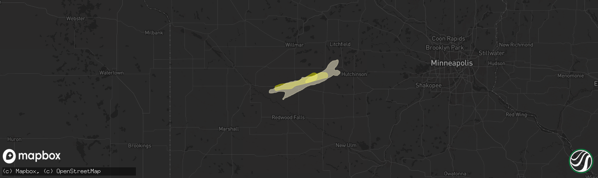 Hail map in Olivia, MN on September 21, 2024