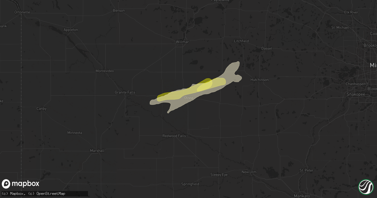 Hail map in Olivia, MN on September 21, 2024