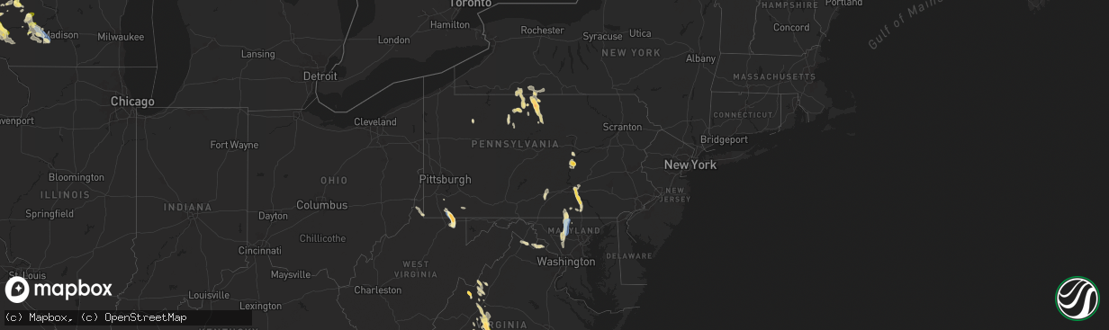 Hail map in Pennsylvania on September 21, 2024