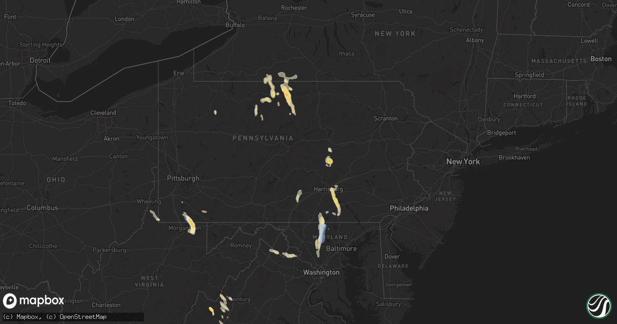 Hail map in Pennsylvania on September 21, 2024