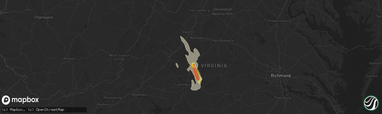 Hail map in Roseland, VA on September 21, 2024