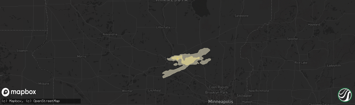 Hail map in Sauk Rapids, MN on September 21, 2024