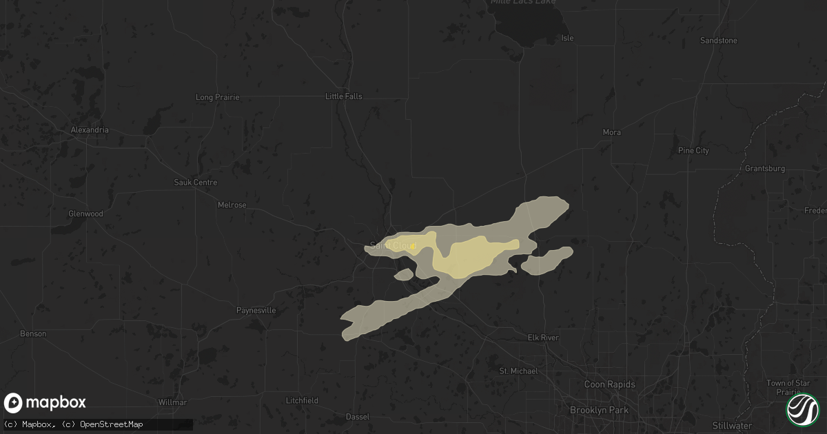Hail map in Sauk Rapids, MN on September 21, 2024