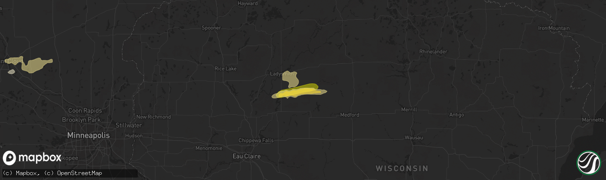 Hail map in Sheldon, WI on September 21, 2024