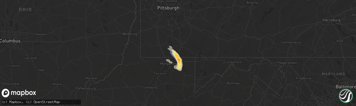 Hail map in Smithfield, PA on September 21, 2024