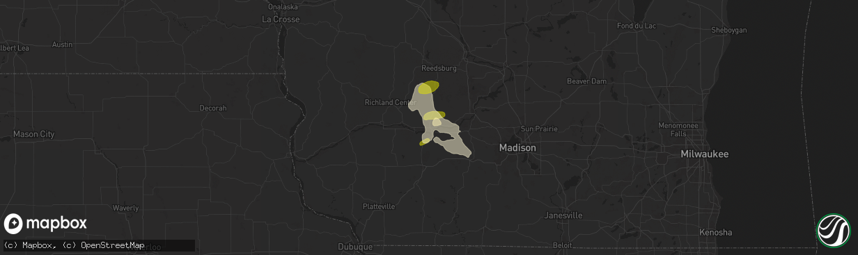 Hail map in Spring Green, WI on September 21, 2024