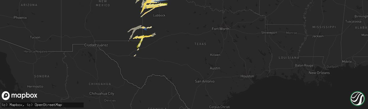 Hail map in Texas on September 21, 2024