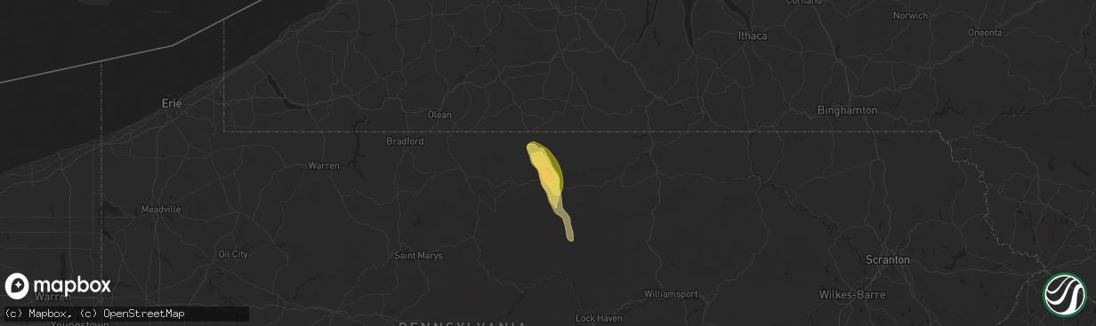 Hail map in Ulysses, PA on September 21, 2024