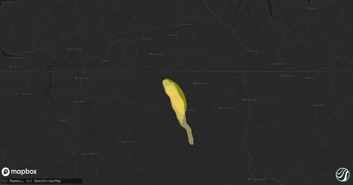 Hail map in Ulysses, PA on September 21, 2024