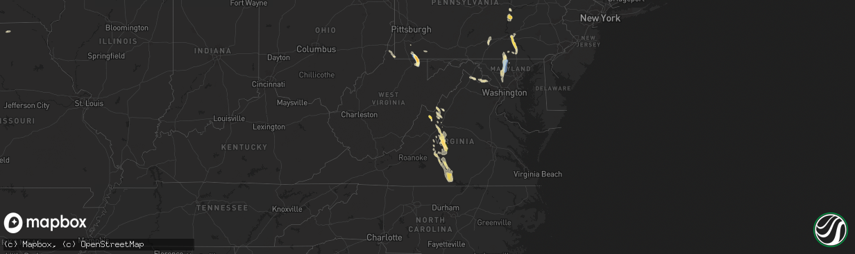 Hail map in Virginia on September 21, 2024