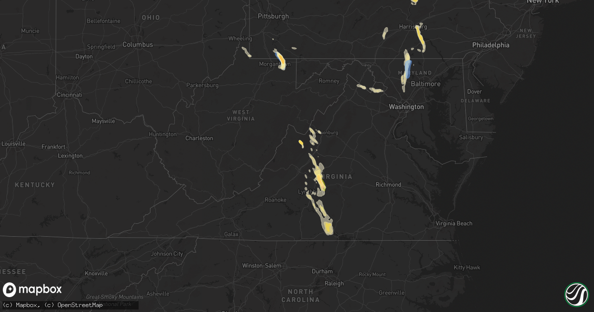 Hail map in Virginia on September 21, 2024