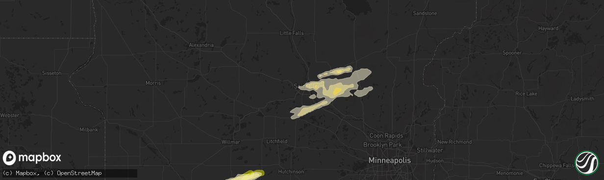 Hail map in Waite Park, MN on September 21, 2024