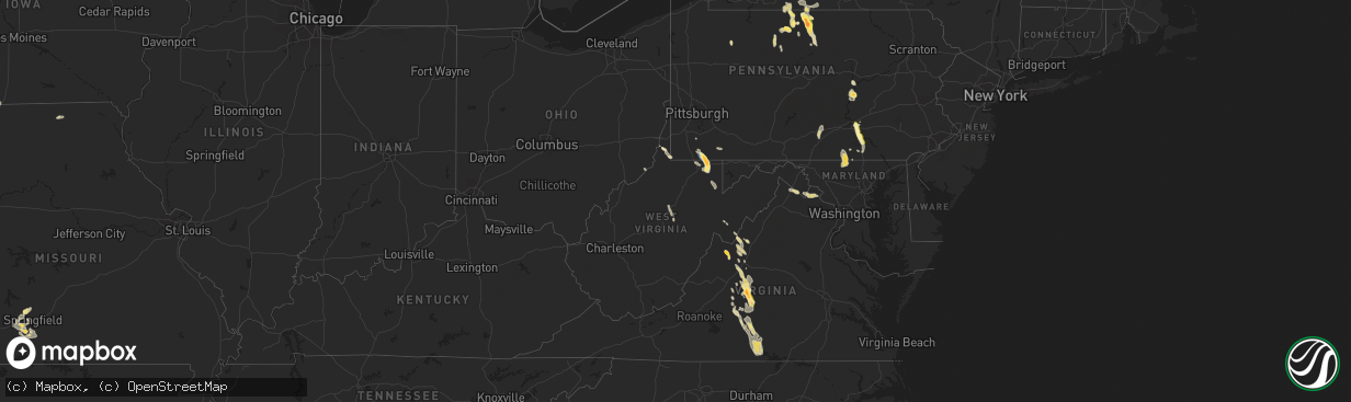 Hail map in West Virginia on September 21, 2024