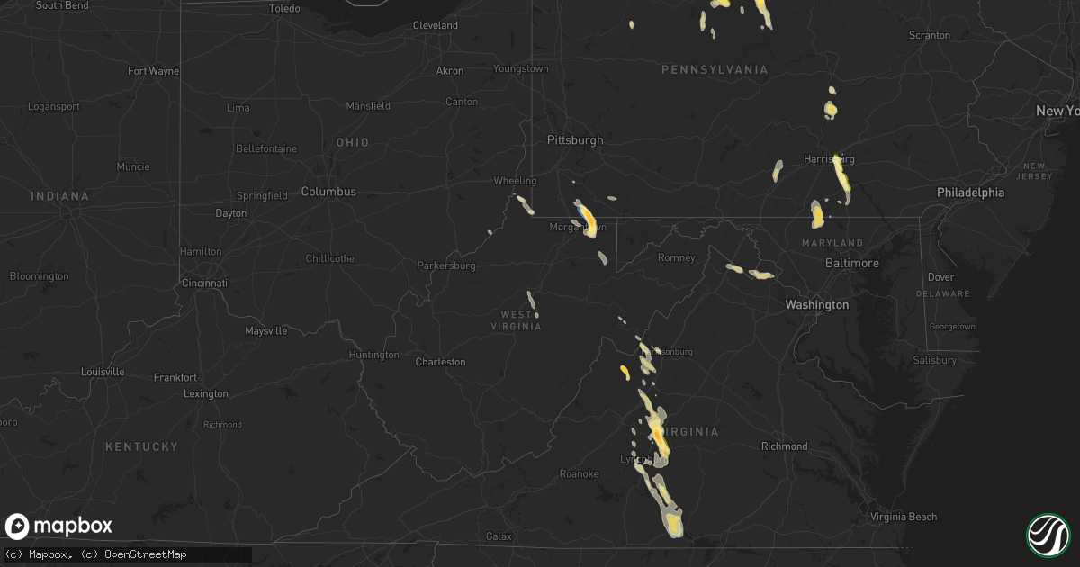 Hail map in West Virginia on September 21, 2024